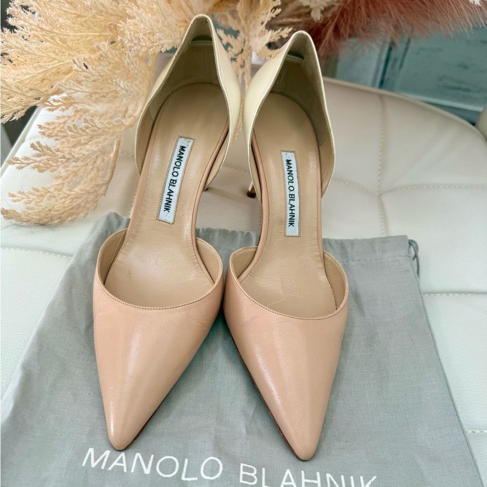 Manolo Blahnik Two-Tone Leather D’Orsay Pumps – Size 40 - Picture 3 of 11